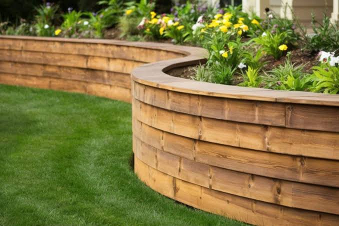 Timber retaining wall construction process